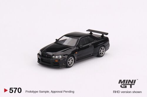 1:64 Nissan Skyline GT-R R34 V-Spec, sort, MiniGT