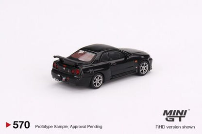 1:64 Nissan Skyline GT-R R34 V-Spec, sort, MiniGT