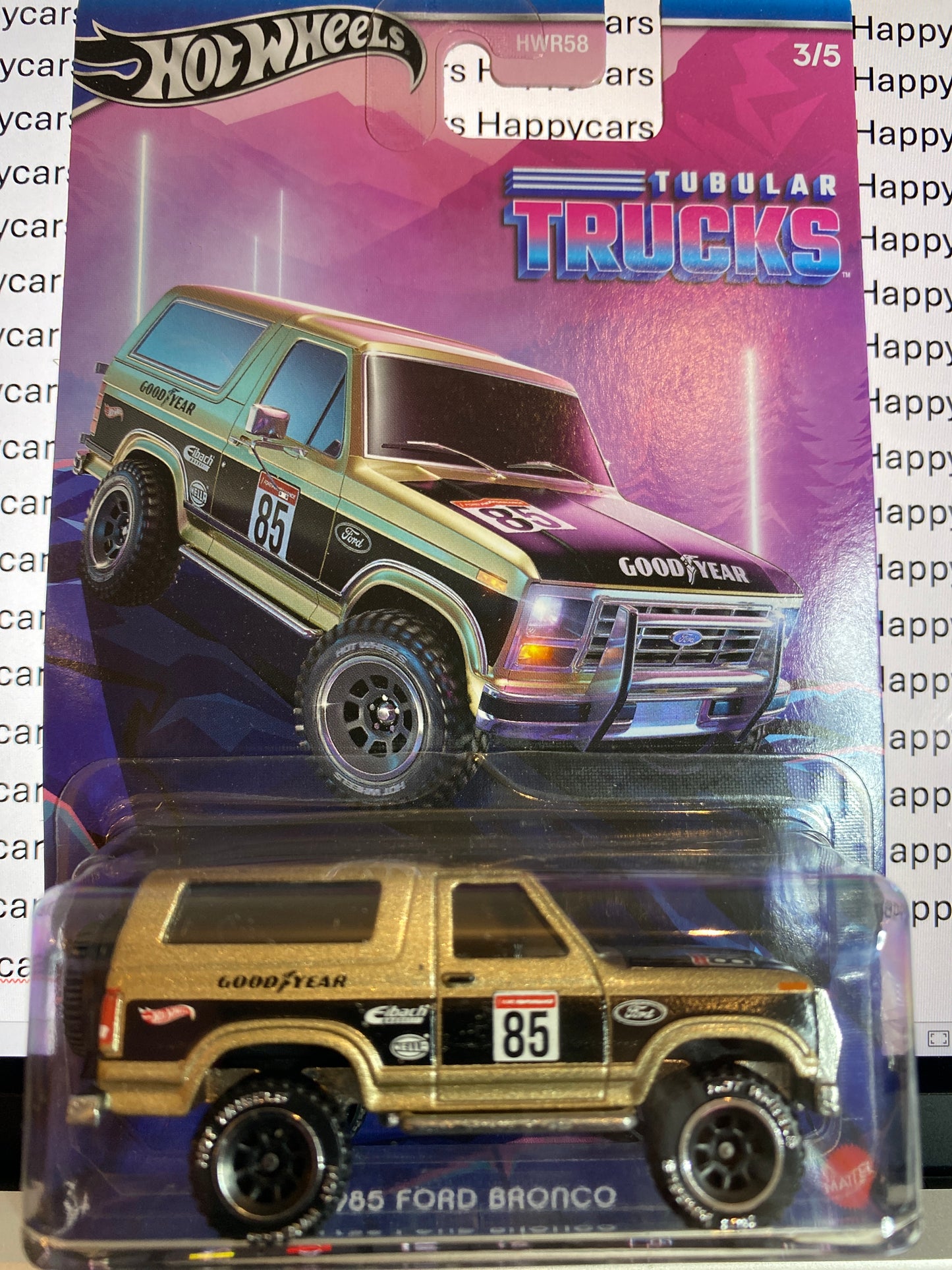 1:64 Ford Bronco, 1985, sort&guld, HRR97, Hot Wheels, Tubular Trucks