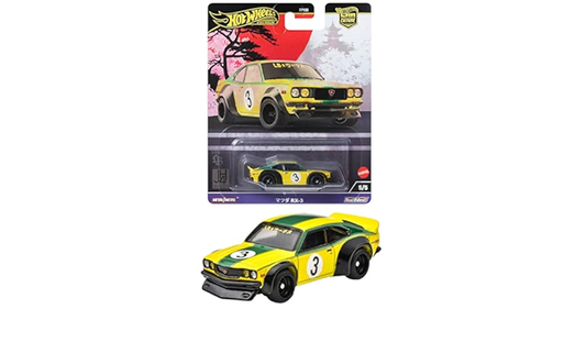 1:64 Mazda RX3, yellow/green, HRV84 Hot Wheels Japan Historic