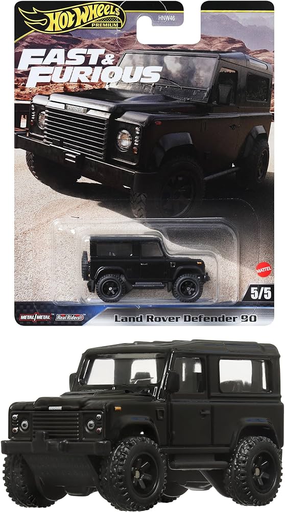 1:64 Land Rover Defender 90, sort, Hot Wheels HYP74