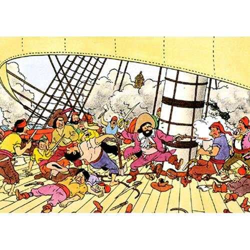 Tintin - Museumkort - Kamp på skibsdækket